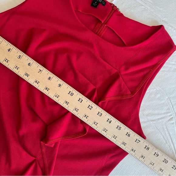 Lafayette 148 New York Ruched Ruffle Front Sleeveless Sheath Dress In Red (X1) - Picture 11 of 15